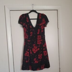 Royal Bones Black and Red Floral Mini Dress